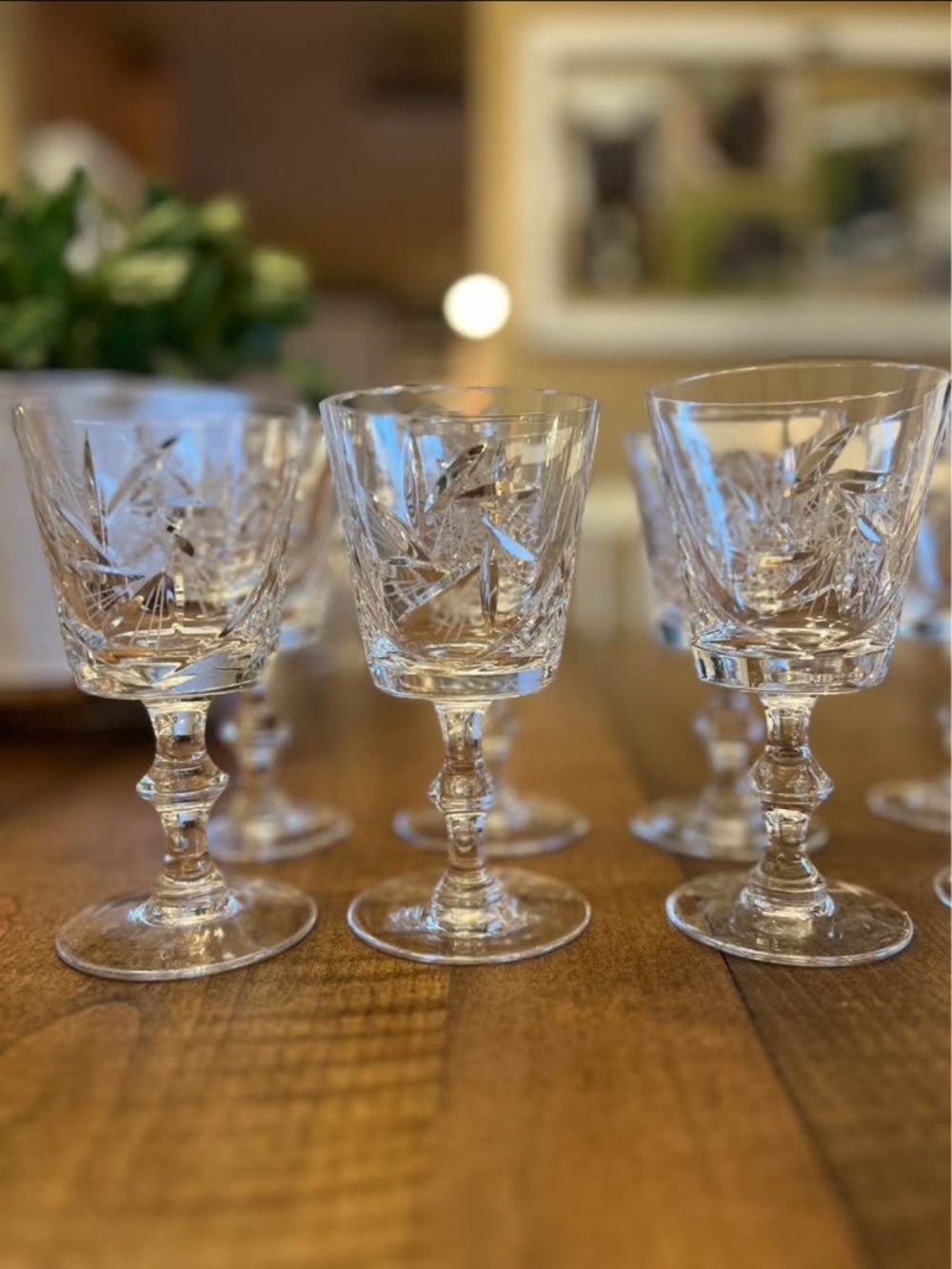 Set of 8 Crystal Pinewheel Sherry Glasses